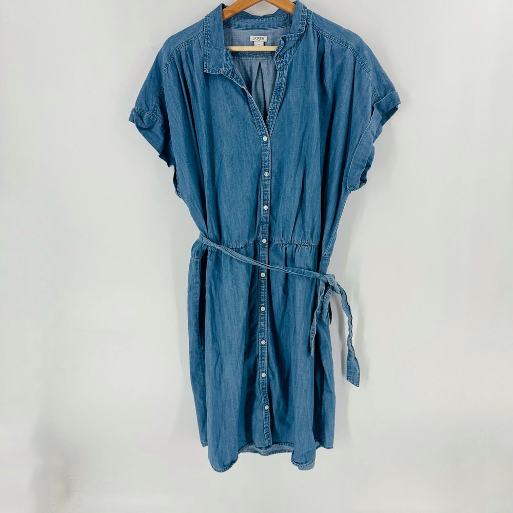 J.Crew Factory Chambray Button Front Belted Shirt… - image 6